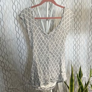 Grey and white lace Deletta tank